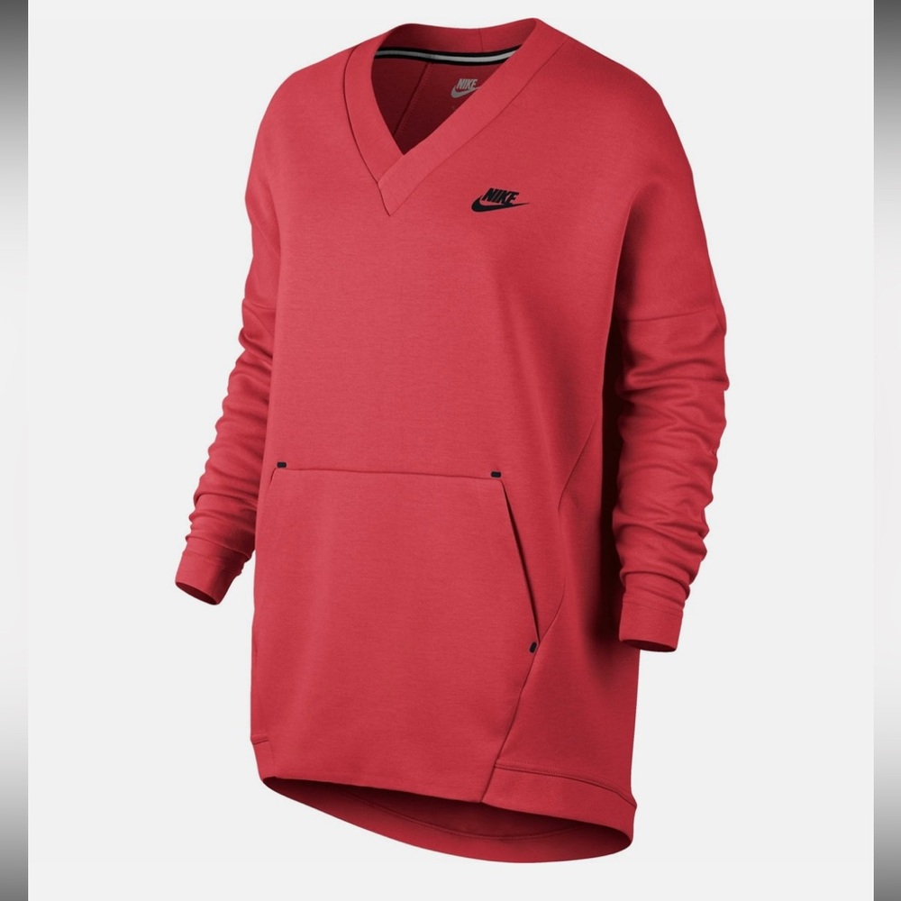 NWOT Nike Sportswear Tech Fleece Women's V-Neck Sweatshirt Ember Glow